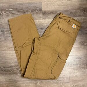 Carhartt Force Relaxed Fit Cargo Pants Mens 38x36 Tan Ripstop Workwear Straight